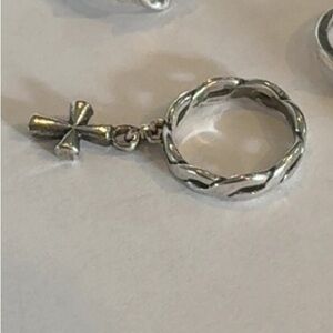 James Avery St. Teresa Cross Charm and Twist Wire Ring - Size 4 - RETIRED style!